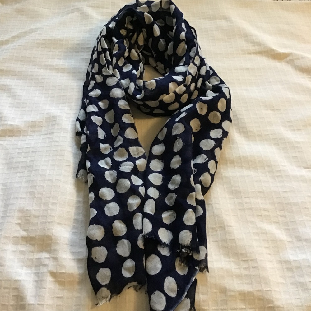 Blue and white Polka dot scarf
